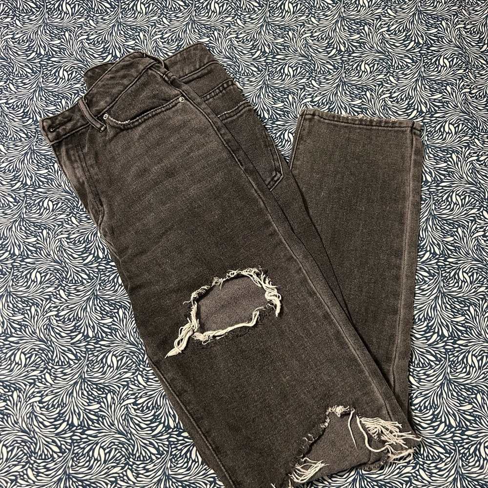 PacSun Women's Straight Leg Jeans - Distressed Black